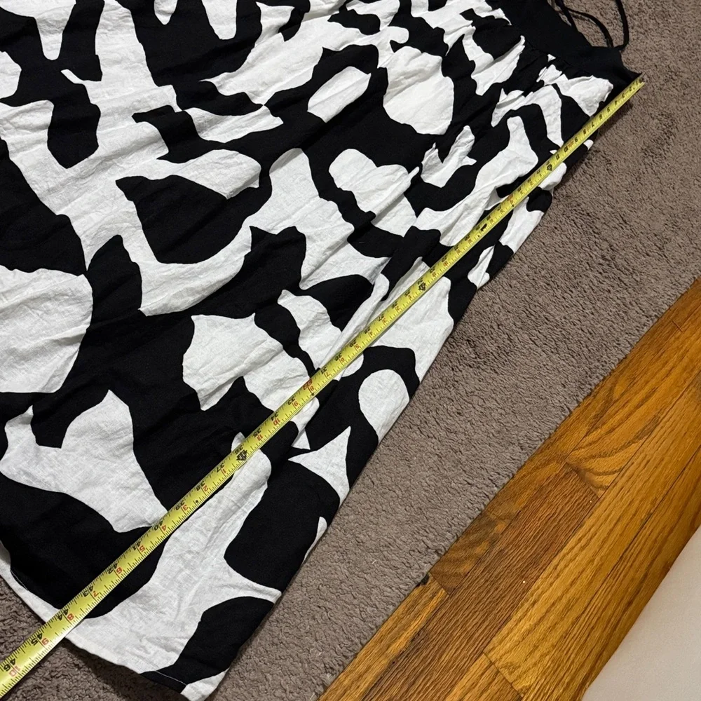 A & F Cotton Linen Maxi Dress-Black/White-Sz xs-Fitted Bodice-Pockets-ZipUp Back